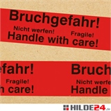 PVC Warnklebeband -Bruchgefahr-Bitte nicht werfen- deutsch und englisch - HILDE24 Verpackungen