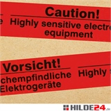 PVC-Warnklebeband -Vorsicht! Hochempfindliche Elektrogeräte- deutsch und englisch - HILDE24 Verpackungen