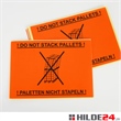 Warnetiketten 148 x 210 mm orange mit schwarzem Druck Palette nicht stapeln  - HILDE24 Verpackungen