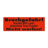 Warnetiketten selbstklebend - 150 x 50 mm - leuchtrot mit schwarzem Druck Bruchgefahr! Nicht werfen! - HILDE24 Verpackungen