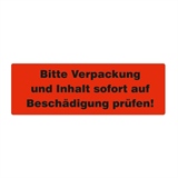 Warnetiketten selbstklebend - Bitte Verpackung und Inhalt sofort auf Beschädigung prüfen! - HILDE24 Verpackungen