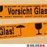 Warnklebeband Vorsicht Glas - 48 mm x 66 lfm - HILDE24 Verpackungen
