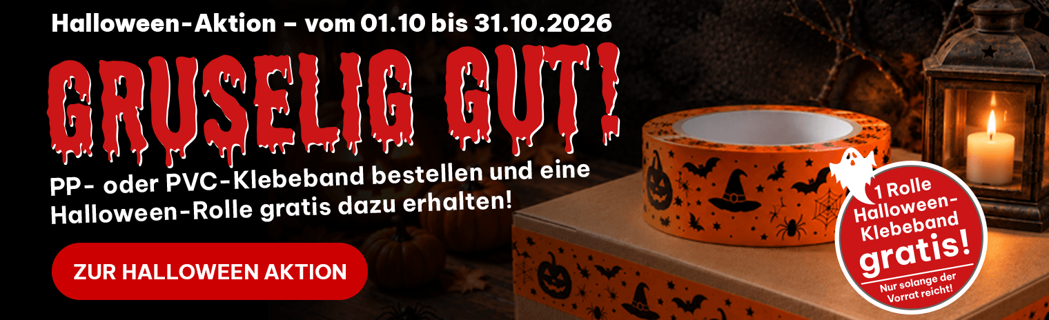 Halloween-Aktion vom 01.10. bis 31.10.2026: PP- oder PVC-Klebeband bestellen und eine Halloween-Rolle gratis erhalten