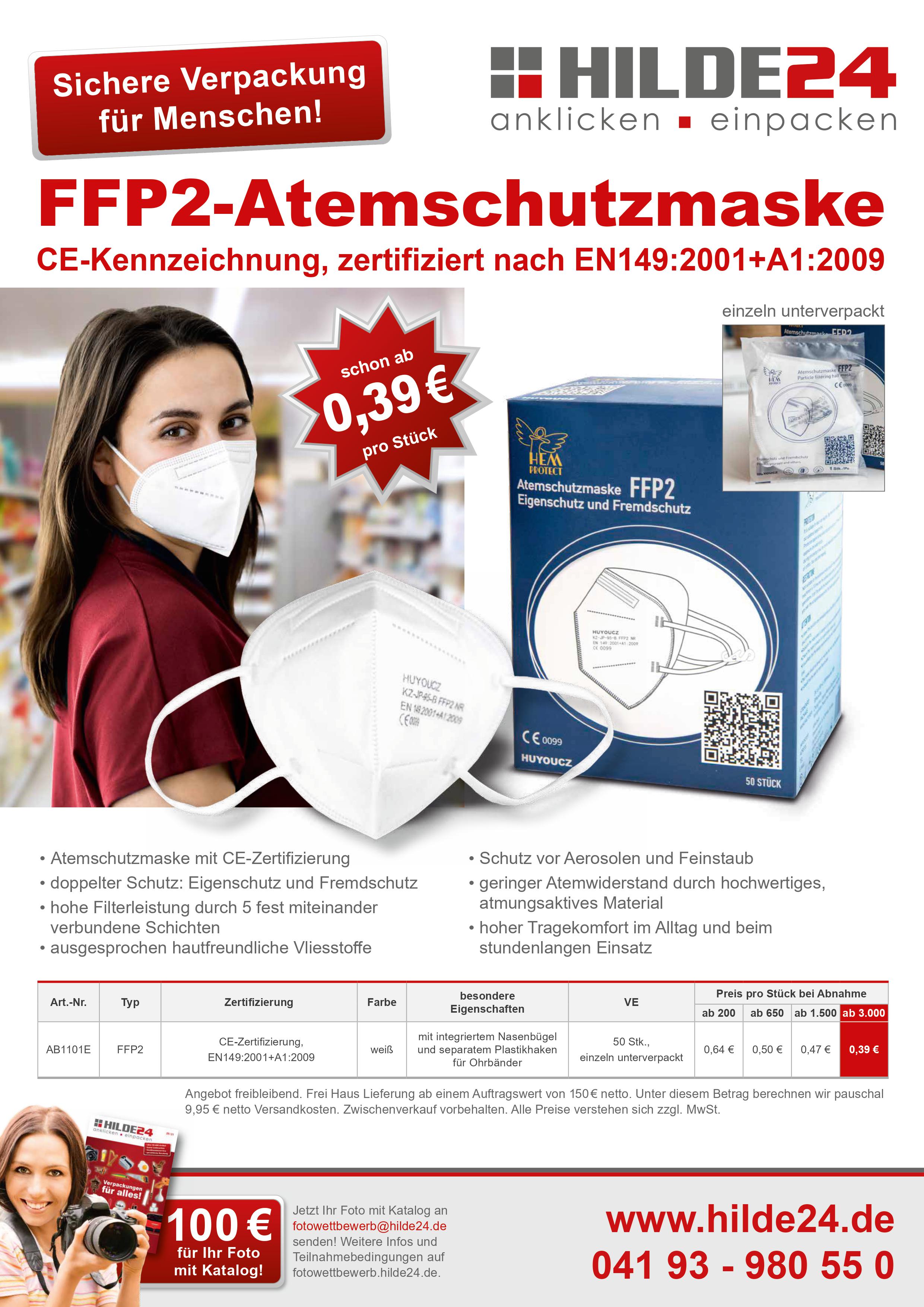 HILDE24 | Produktflyer FFP2 Atemschutzmaske